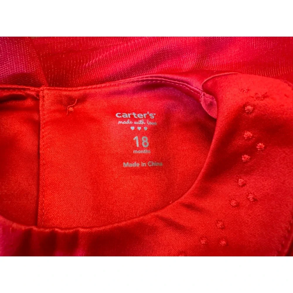 Carters Baby Girl 18 Months Dress Party Holiday Red Christmas‎ Valentines Bow